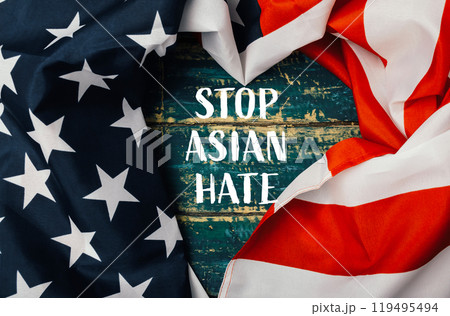A flag with the words Stop Asian Hate written on it 119495494