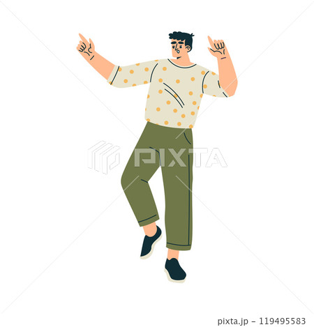 Man Character Dance to Music Relaxing in Nature in the Park Vector Illustration 119495583