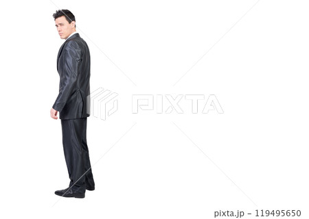 Alluring man in suit looking with flirting face 119495650