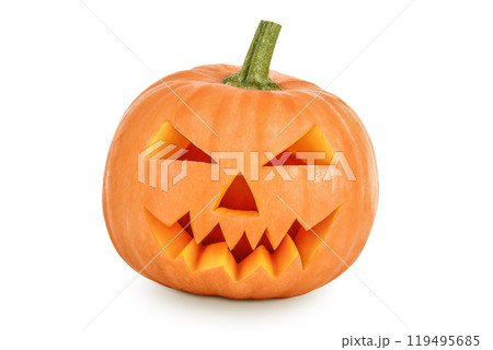 Halloween pumpkin isolated on white background with full depth of field 119495685