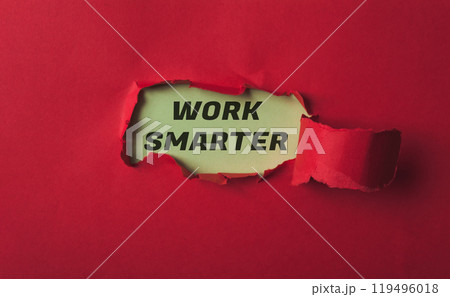 A red background with a yellow word that says work smarter A red background with a yellow word that says work smarter 119496018