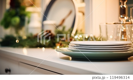 Dishware and crockery set for winter holiday family dinner, Christmas homeware decor for holidays in the English country house, gift set and home styling inspiration 119496314