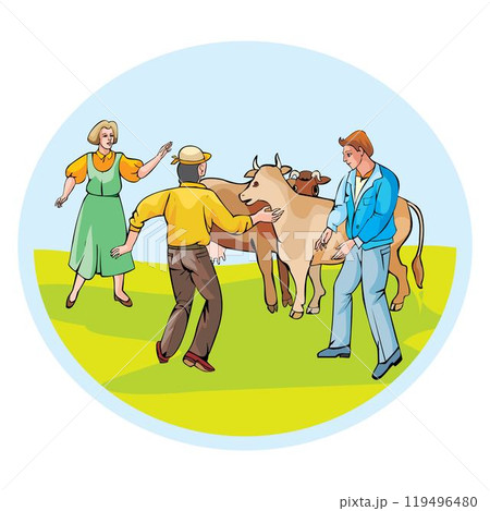 Livestock breeding country life isometric web banner with cattle farmer bringing dairy cow to graze Livestock breeding country life isometric web banner with cattle farmer bringing dairy cow to graze 119496480