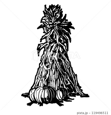 corn haystack in rectangular bundle with ropes, countryside farm agriculture haystack vector corn haystack in rectangular bundle with ropes, countryside farm agriculture haystack vector 119496511