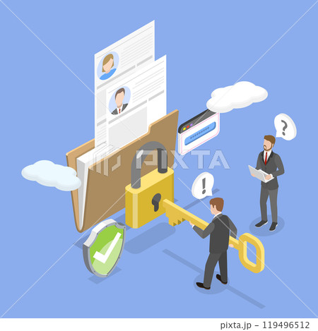 3D Isometric Flat Vector Illustration of Personal Data Protection, Secure Service 3D Isometric Flat Vector Illustration of Personal Data Protection, Secure Service 119496512