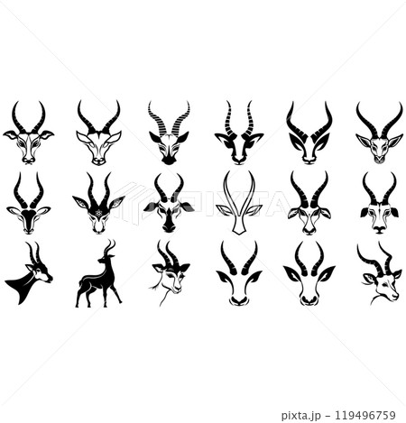 Icon set antelope. Icon set antelope. 119496759