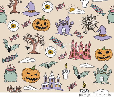 Halloween symbols hand drawn illustrations Halloween symbols hand drawn illustrations 119496810