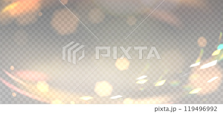 Golden blurred bokeh overlay template for holiday glowing. Happy holidays day shimmer backdrop. Vector illustration on light background. Golden blurred bokeh overlay template for holiday glowing. Happy holidays day shimmer backdrop. Vector illustration on light background. 119496992