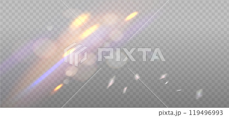 Rainbow reflection light prism effect on light background. Hologram glass dispersion, crystal flare leak shadow overlay. Vector illustration 119496993