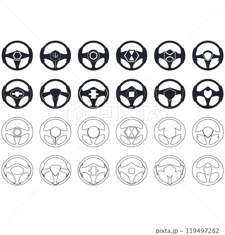 Steering wheel logo vector illustrations 119497282