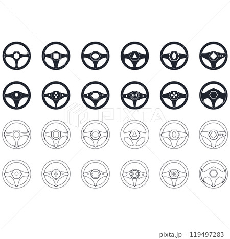 Steering wheel logo vector illustrations 119497283