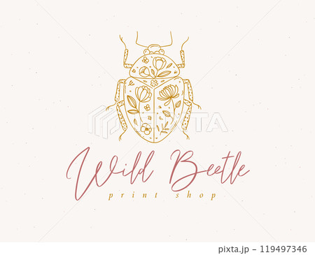 Beetle wild print shop label design Beetle wild print shop label design 119497346