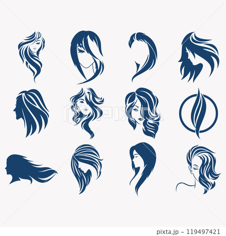 collection of hair style logo collection of hair style logo 119497421