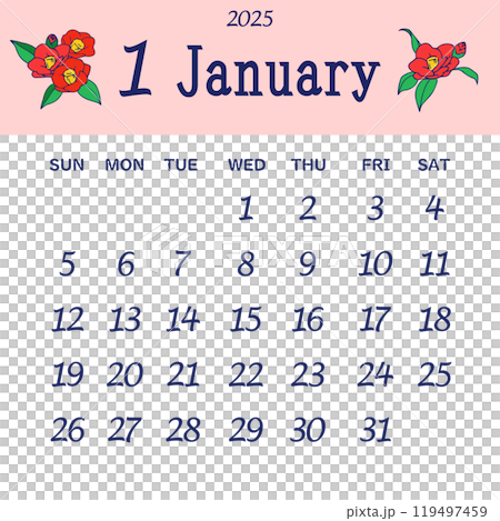 日曜日始まりの2025年1月のカレンダー 日曜日始まりの2025年1月のカレンダー 119497459