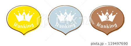 ランキングのイラストセット 金、銀、銅 ランキングのイラストセット 金、銀、銅 119497690