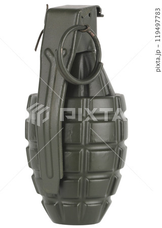 Fragmentation hand grenade isolated on white Fragmentation hand grenade isolated on white 119497783