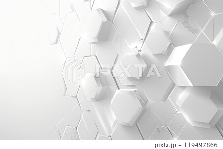 White background with hexagon pattern and glowing lights 119497866