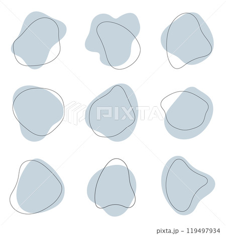 Abstract shapes in gray-blue tones. A collection of abstract spots in cool gray-blue tones. 119497934