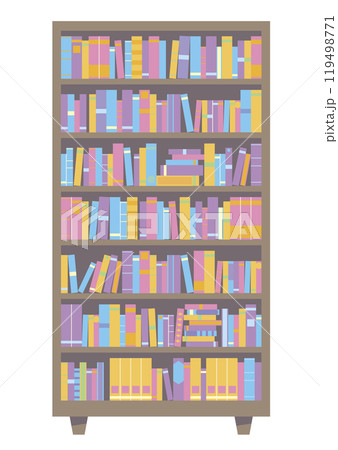 たくさんの本を収納した背の高い本棚 119498771
