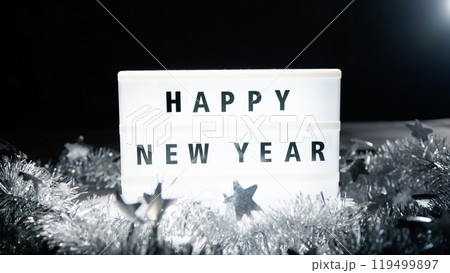 Light board with happy new year sign 119499897