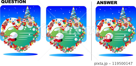 クリスマスツリーとリースの間違い探しクイズ 119500147