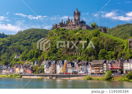 Cochem and Reichsburg Castle on the Moselle River, Germany Cochem and Reichsburg Castle on the Moselle River, Germany 119500384