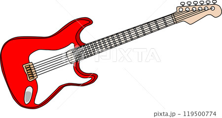 赤色のエレキギターのイラスト 119500774