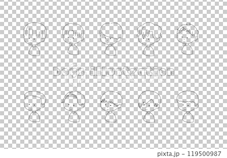 線画イラスト　男の子　ヘアスタイル 119500987