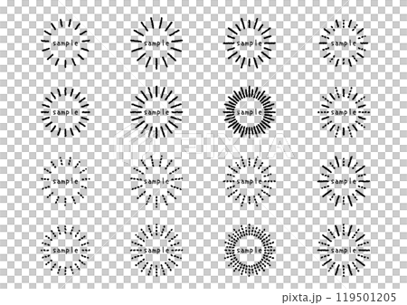 Simple sunburst hand-drawn illustration set (16 types) 119501205