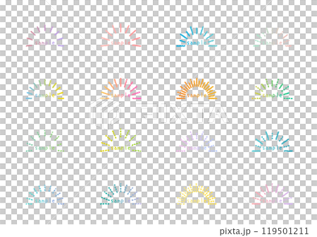 Colorful sunburst hand-drawn illustration set (16 types) Colorful sunburst hand-drawn illustration set (16 types) 119501211