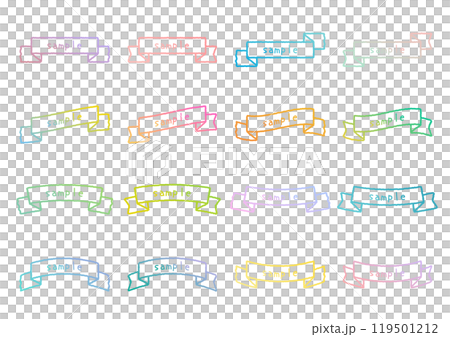 Colorful hand-drawn ribbon set (16 types) Colorful hand-drawn ribbon set (16 types) 119501212
