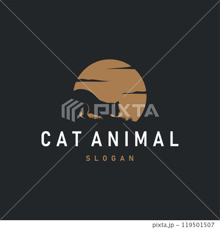 simple black silhouette design pet cat logo animal care template illustration 119501507