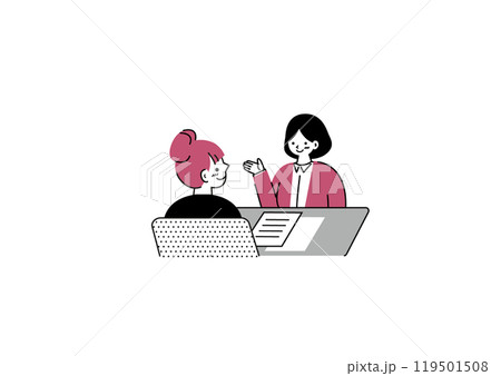 説明を受ける女の子のイラスト 説明を受ける女の子のイラスト 119501508