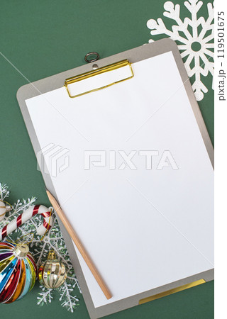 Christmas decorations and copyspace,Clipboard 119501675