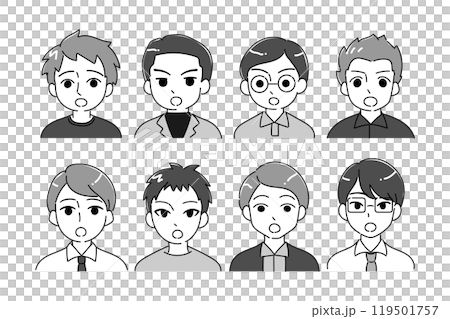 父親のアイコンイラストセット　ポカンと口を開ける　バストアップ 119501757