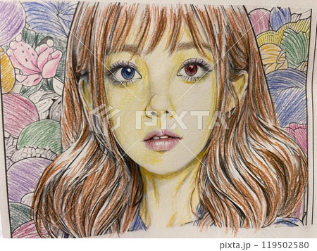 色鉛筆で塗った美しい女性のイラスト 色鉛筆で塗った美しい女性のイラスト 119502580