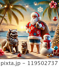 沖縄のビーチとシーサーのクリスマス 119502737
