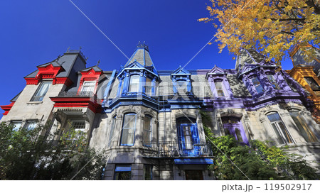 Victorian architecture and colorful houses of Square St Louis in Montreal Victorian architecture and colorful houses of Square St Louis in Montreal 119502917