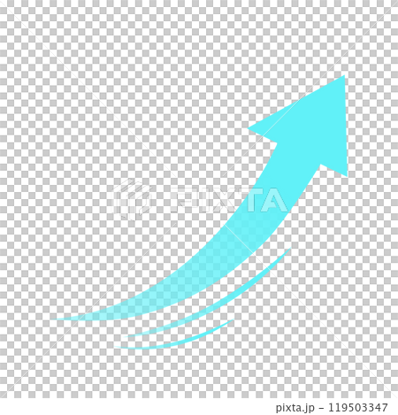 A moving, upward-sloping light blue gradient arrow 119503347