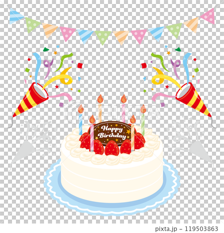 バースデーケーキとクラッカーのセット 119503863
