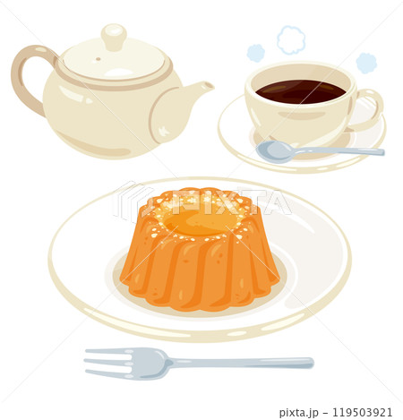 皿に盛られたクグロフとコーヒーセット 皿に盛られたクグロフとコーヒーセット 119503921