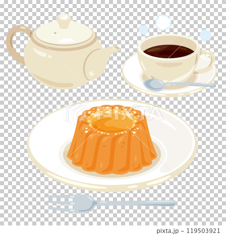 皿に盛られたクグロフとコーヒーセット 皿に盛られたクグロフとコーヒーセット 119503921