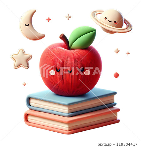 red apple on stack of books  119504417