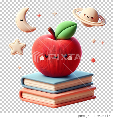 red apple on stack of books  119504417