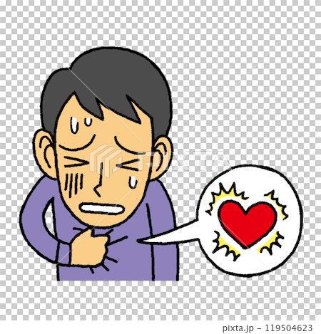 A man with an increased heart rate and chest pains A man with an increased heart rate and chest pains 119504623
