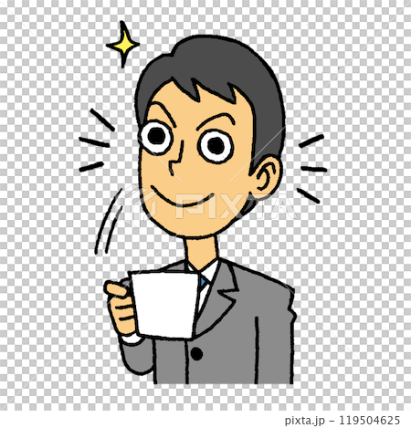 A man drinking coffee and feeling refreshed A man drinking coffee and feeling refreshed 119504625