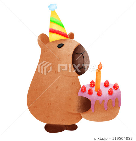 Capybara with birthday cake Capybara with birthday cake 119504855