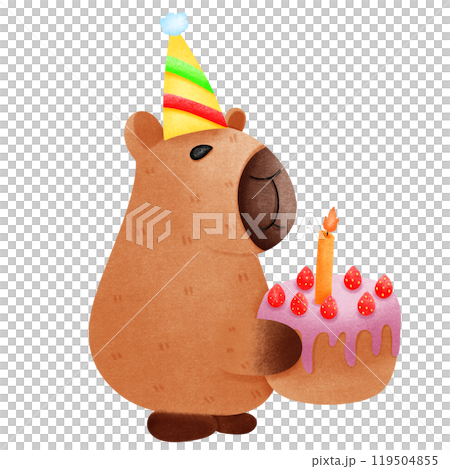 Capybara with birthday cake Capybara with birthday cake 119504855
