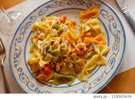 Mediterranean pasta with seafood 119505424