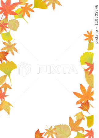秋の紅葉のイラストフレーム 縦 秋の紅葉のイラストフレーム 縦 119505546